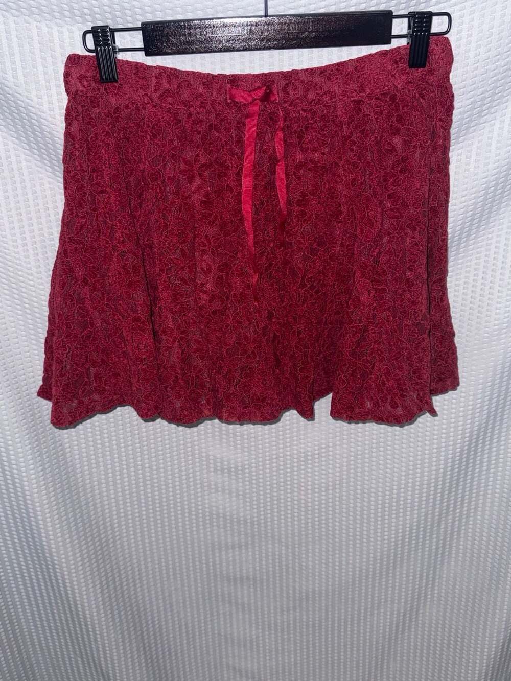 Aerie Red Lace Mini Skater Skirt Size Small